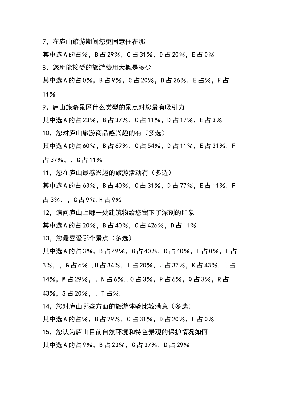 庐山旅游问卷调查分析报告_第3页