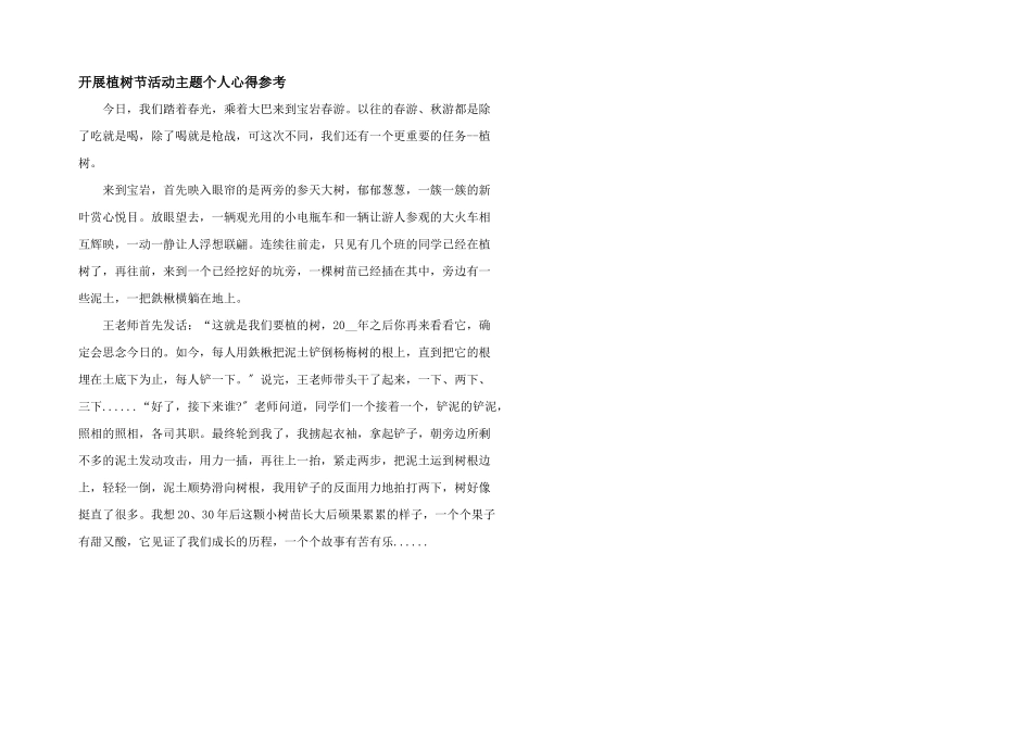 开展植树节活动主题个人心得参考_第1页
