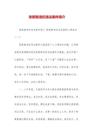 张聪智违纪违法案件简介