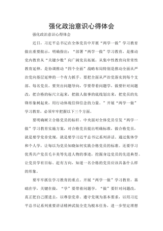 强化政治意识心得体会
