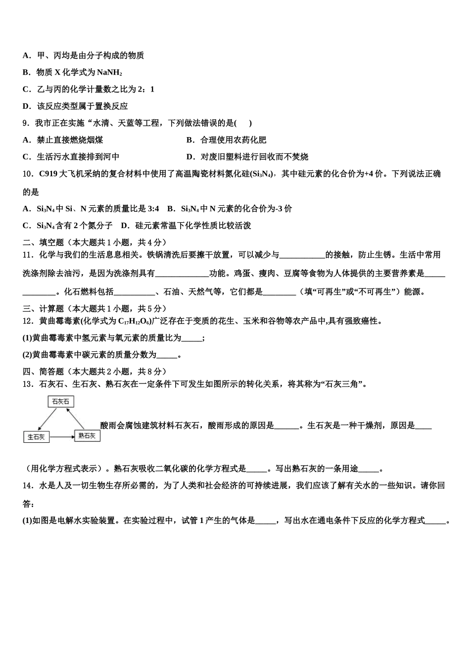 徐州一中学云龙实验校初中化学毕业考试模拟冲刺卷含解析_第3页
