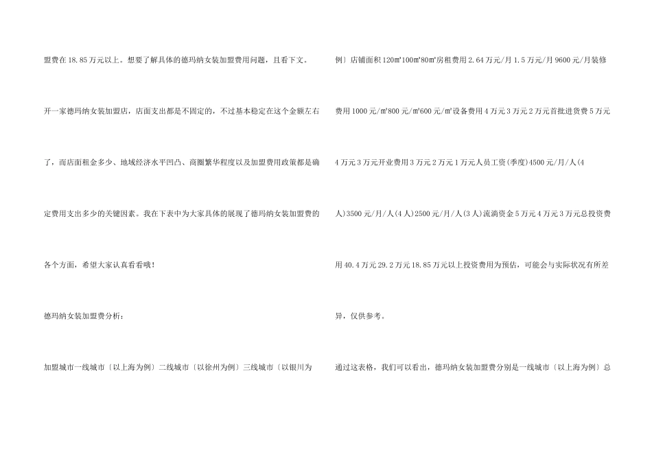 德玛纳女装加盟费是多少？18.85万元开店没问题！_第2页