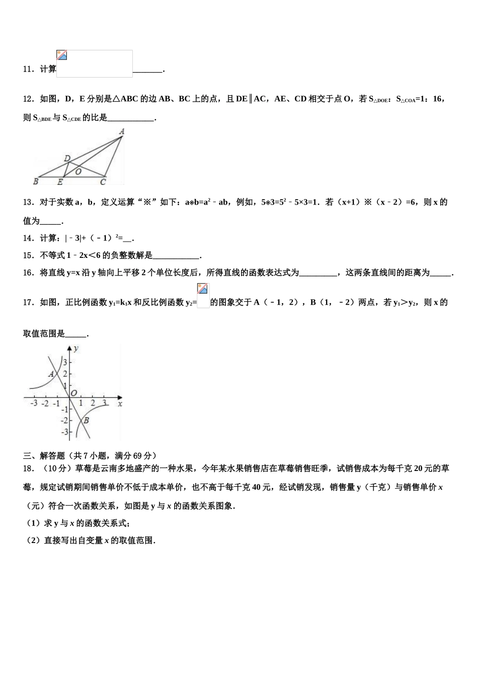 徽省临泉中考数学模拟精编试卷含解析_第3页