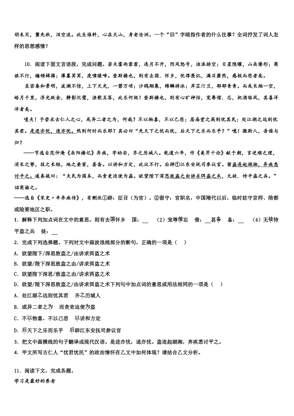 徽省临泉重点达标名校中考联考语文试题含解析_第3页