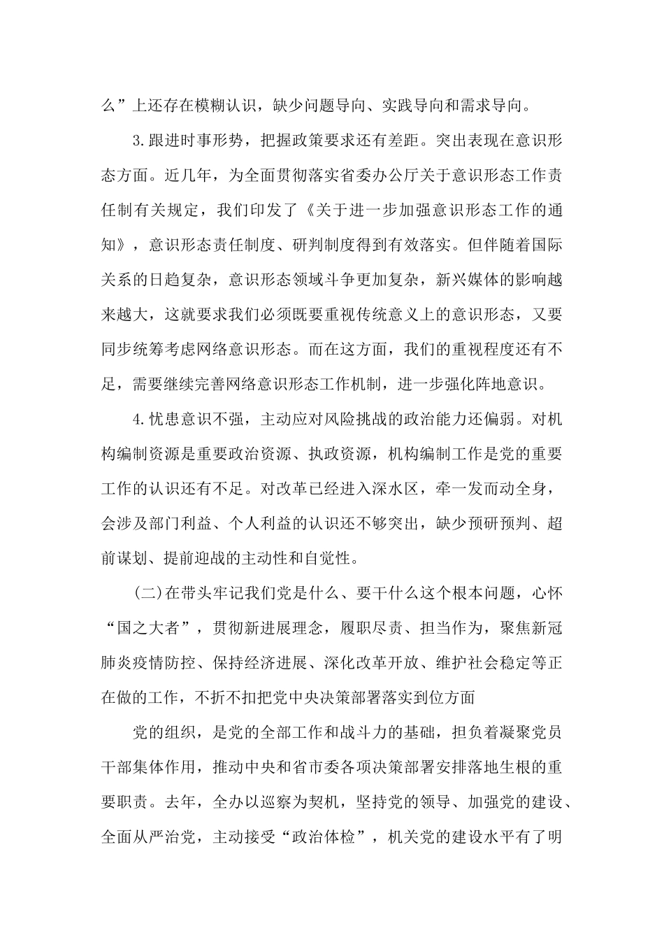 心怀“国之大者”贯彻新发展理念查摆问题_第3页