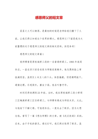 感恩师父的短文章