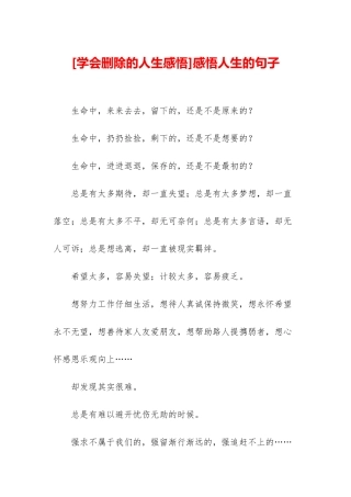 感悟人生的句子