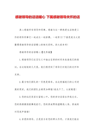 感谢领导的话语暖心-下属感谢领导关心的话