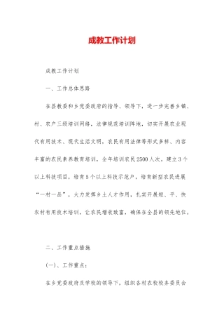 成教工作计划
