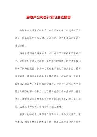 房地产公司会计实习总结报告