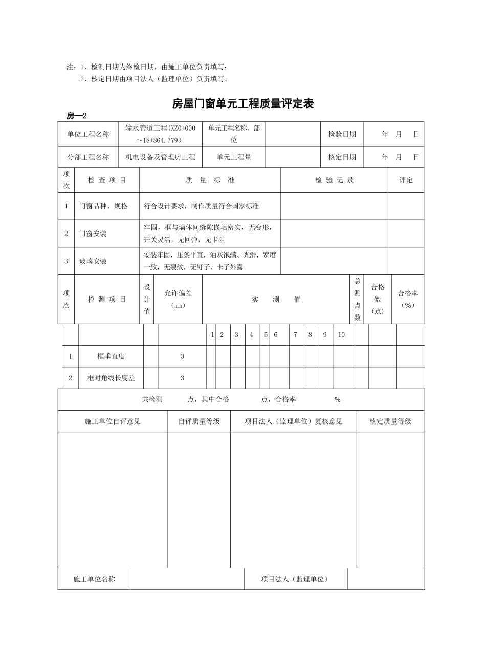 房屋建筑单元工程质量检查评定表剖析_第3页