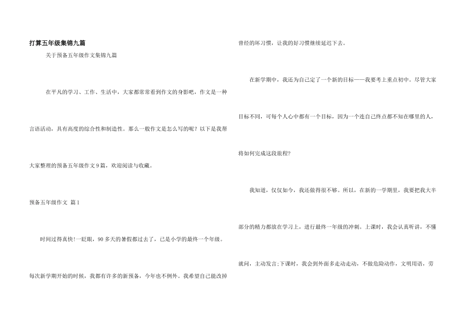 打算五年级集锦九篇_第1页