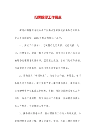 扫黑除恶工作要点