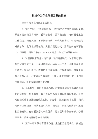 担当作为存在问题及整改措施