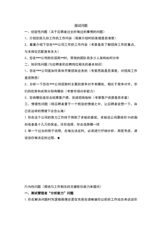 招商经理面试题目