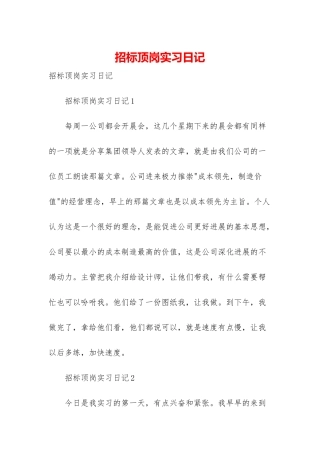 招标顶岗实习日记