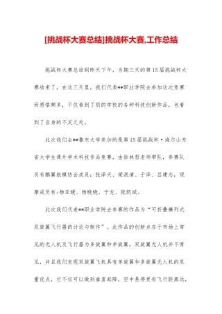 挑战杯大赛-工作总结