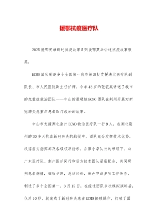 援鄂抗疫医疗队