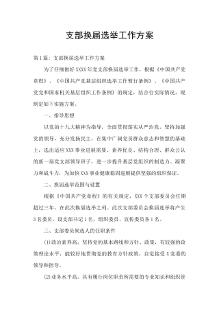 支部换届选举工作方案
