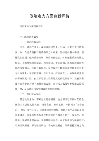 政治定力方面自我评价