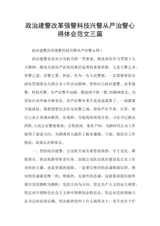 政治建警改革强警科技兴警从严治警心得体会范文三篇