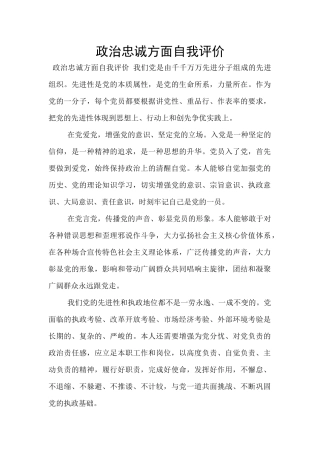 政治忠诚方面自我评价