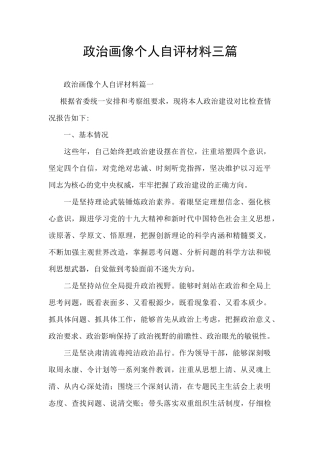政治画像个人自评材料三篇