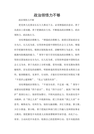 政治领悟力不够