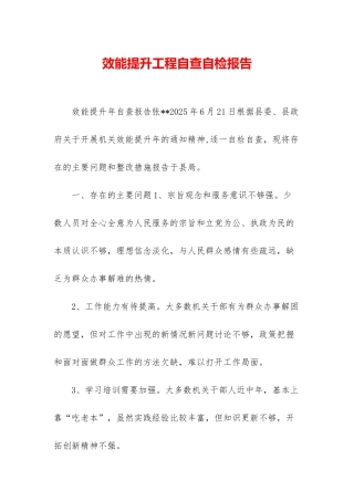 效能提升工程自查自检报告-1