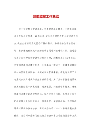 效能监察工作总结