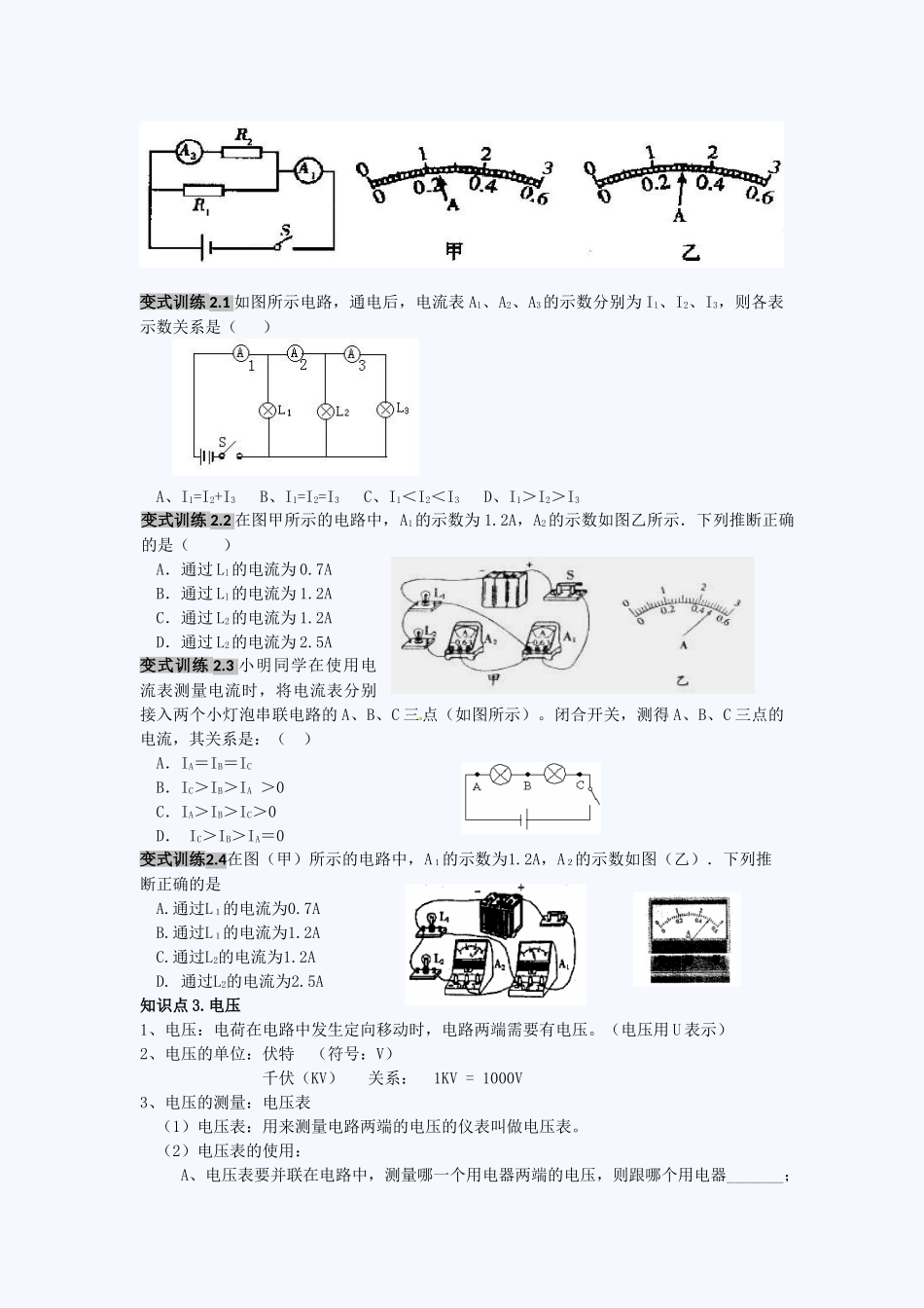 教科版九年级物理探究电流讲义极力推荐_第2页