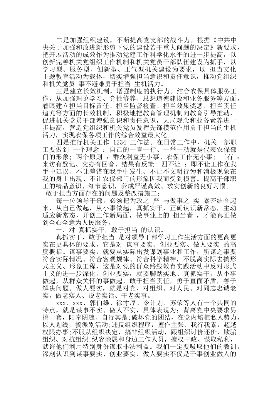 敢于担当方面存在的问题和相应的整改措施_第2页