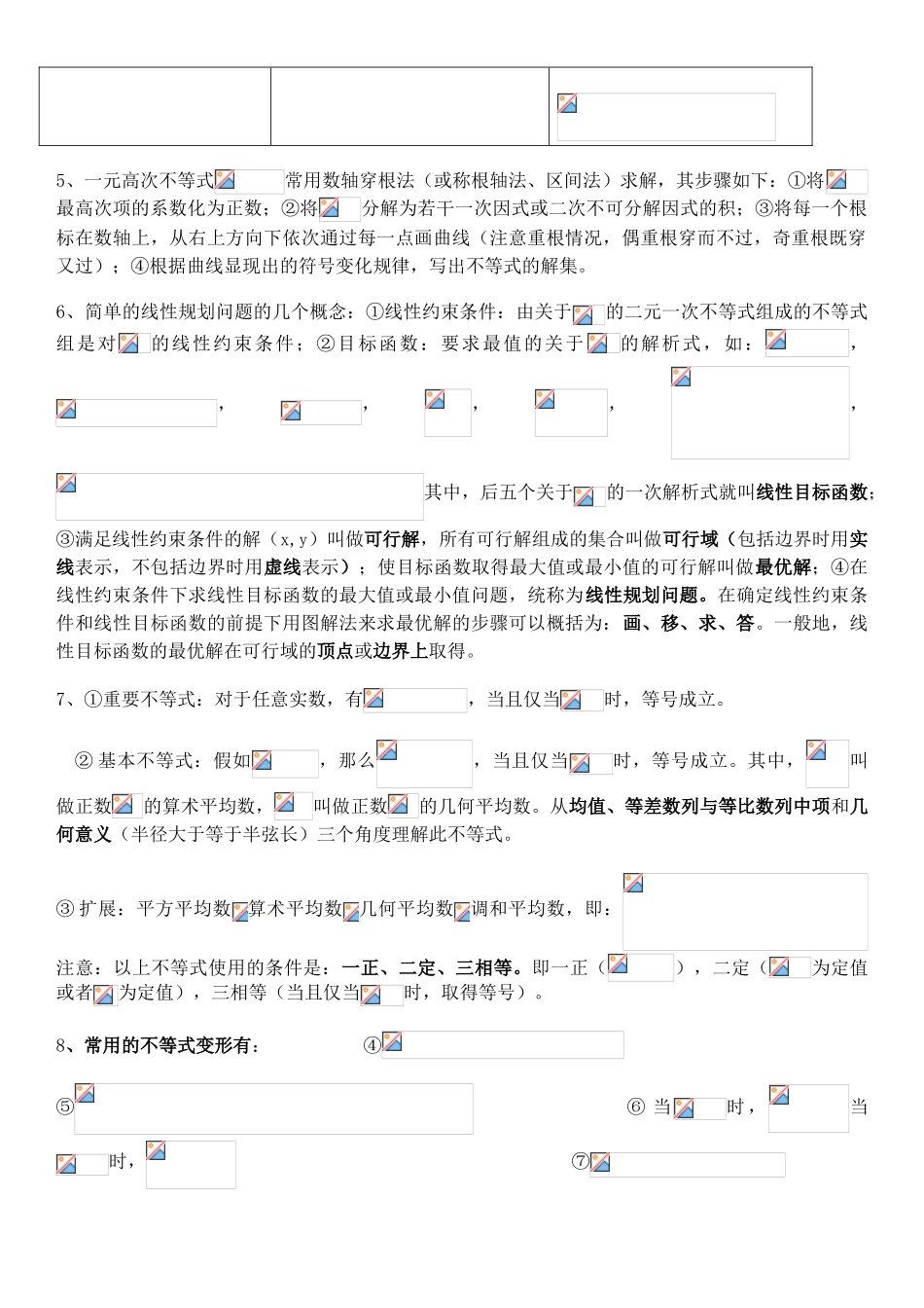 数学必修五第三章不等式知识点总结_第3页