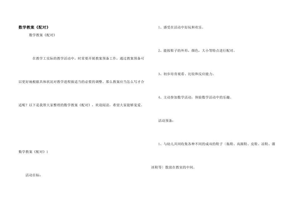 数学教案《配对》_第1页