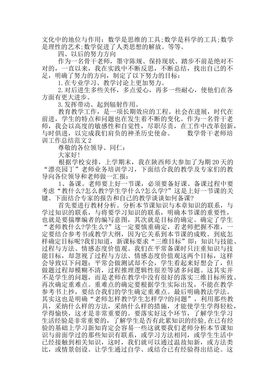 数学骨干教师培训工作总结范文_第2页