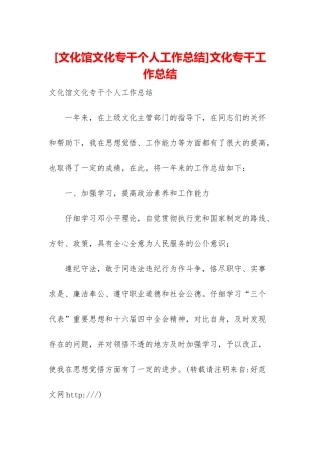 文化专干工作总结