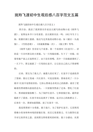 斑羚飞渡初中生观后感八百字范文五篇