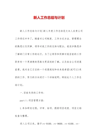 新人工作总结与计划-1