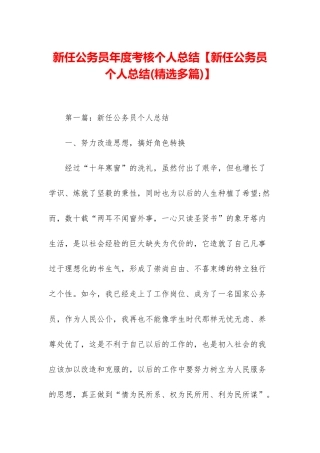 新任公务员年度考核个人总结