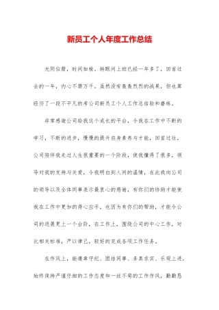 新员工个人年度工作总结
