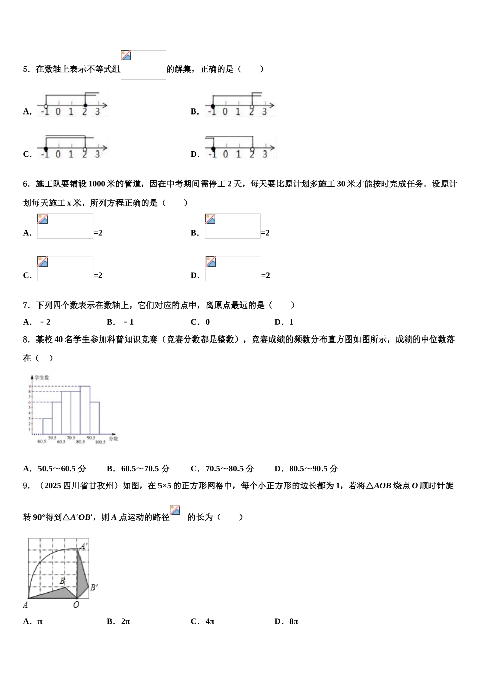 新希望教育达标名校中考数学对点突破模拟试卷含解析_第2页