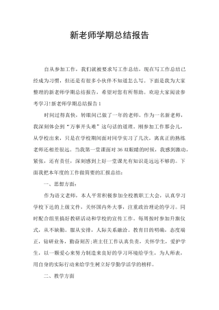 新教师学期总结报告