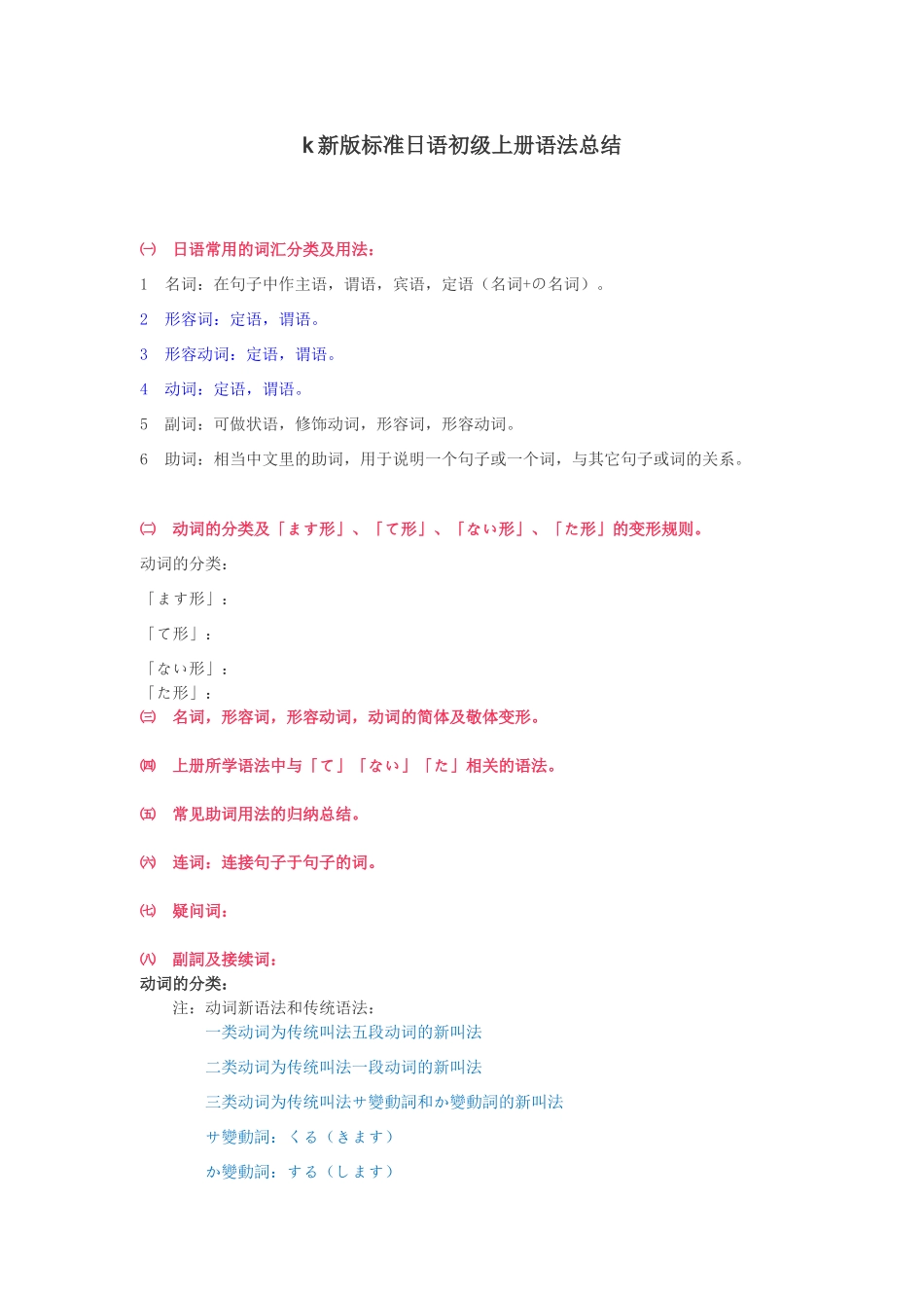 新版标准日本语初级上册语法总结_第1页