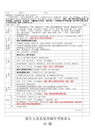 新生儿窒息复苏操作考核表2问题及答案