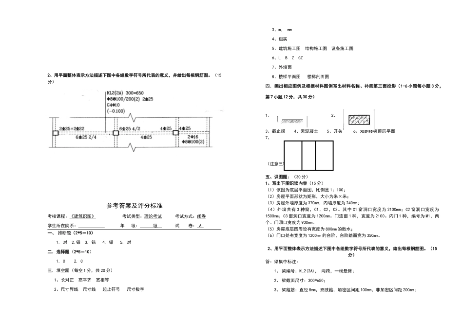 施工图识读试卷及答案_第3页
