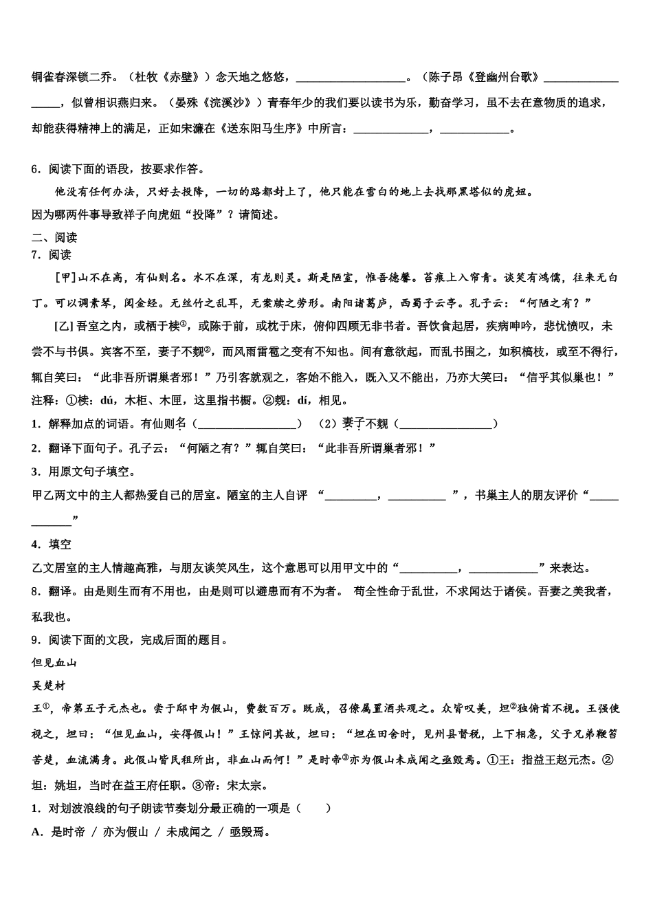 昭通市重点中学中考冲刺卷语文试题含解析_第2页