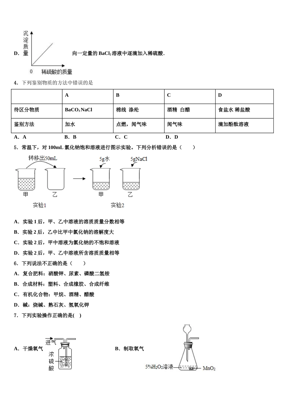 晋中市重点中学中考化学模拟预测题含解析_第2页