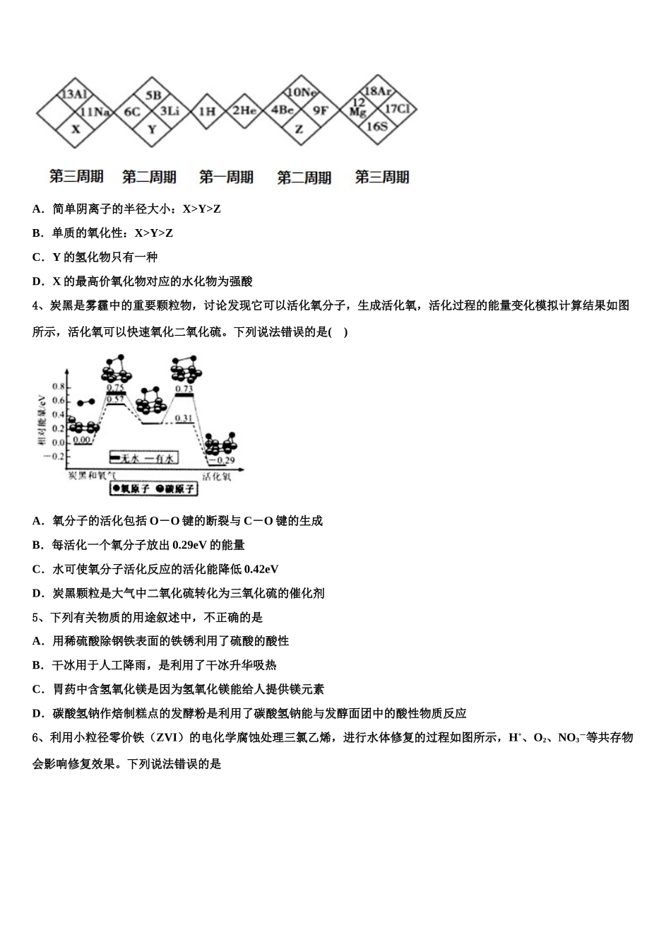 晋中市重点中学高三最后一模化学试题含解析_第2页
