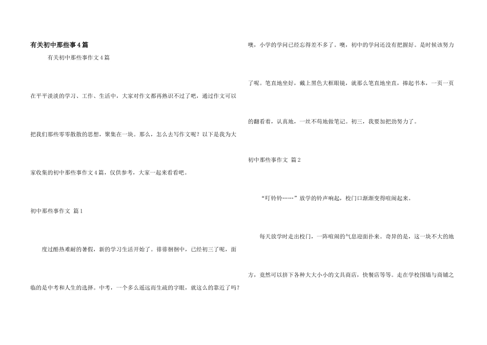 有关初中那些事4篇_第1页
