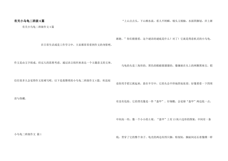有关小乌龟二年级4篇_第1页